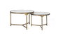GINER Y COLOMER - Lot de 2 tables basses rondes en fer et marbre, design contemporain, couleur doré et blanc